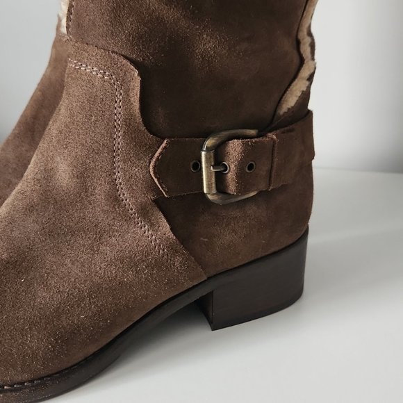 NAPOLEONI | Tall shearling boots brown suede sz 38 - Picture 2 of 9